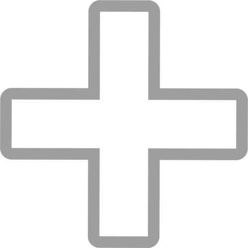 a white cross with a grey outline 